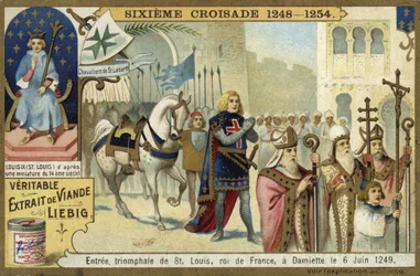 Triumphaler Einzug von Ludwig IX. in Damiette, Ägypten, Siebter Kreuzzug, 6. Juni 1249